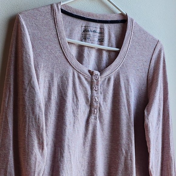 Eddie Bauer Pale Pink Henley Pajama Shirt Size Medium - Picture 3 of 16